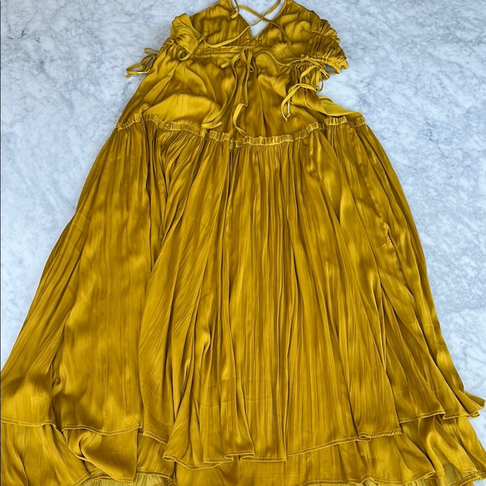 Free People Elegant chartreuse-Mustard-golden Halter Dress XS NWT - Picture 7 of 13